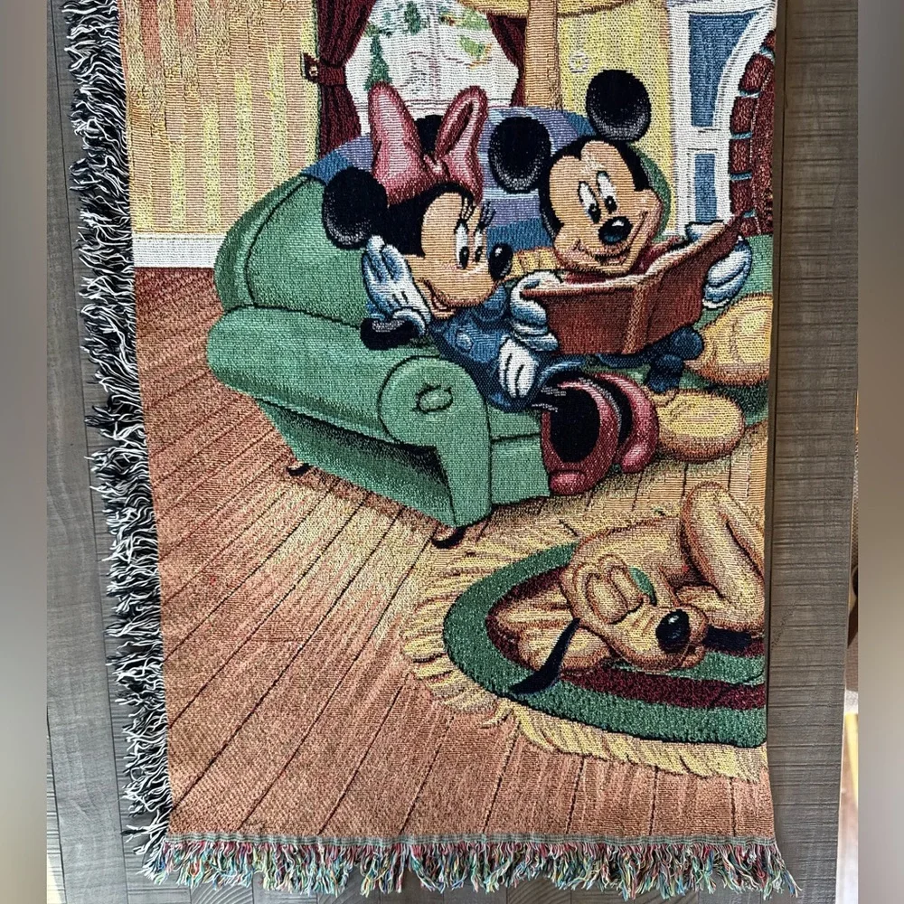 Disneyland Parks Mickey Mouse and Friends Woven Vintage Tapestry Throw Blanket